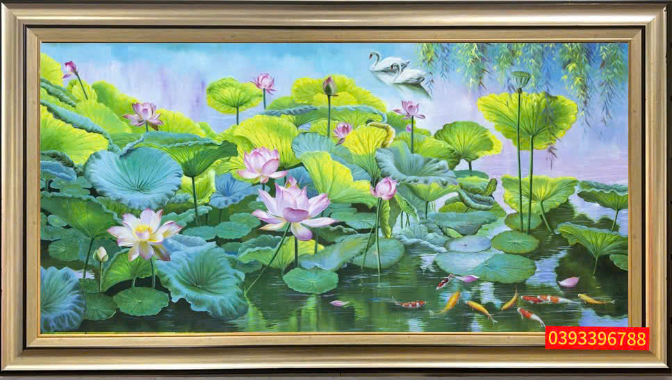 Tranh Đầm Sen Thanh Tịnh – Mang vẻ đẹp an nhiên và nét duyên thanh cao của văn hóa Việt vào không gian sống.