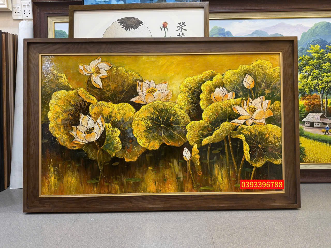 Tranh sơn mài hao sen