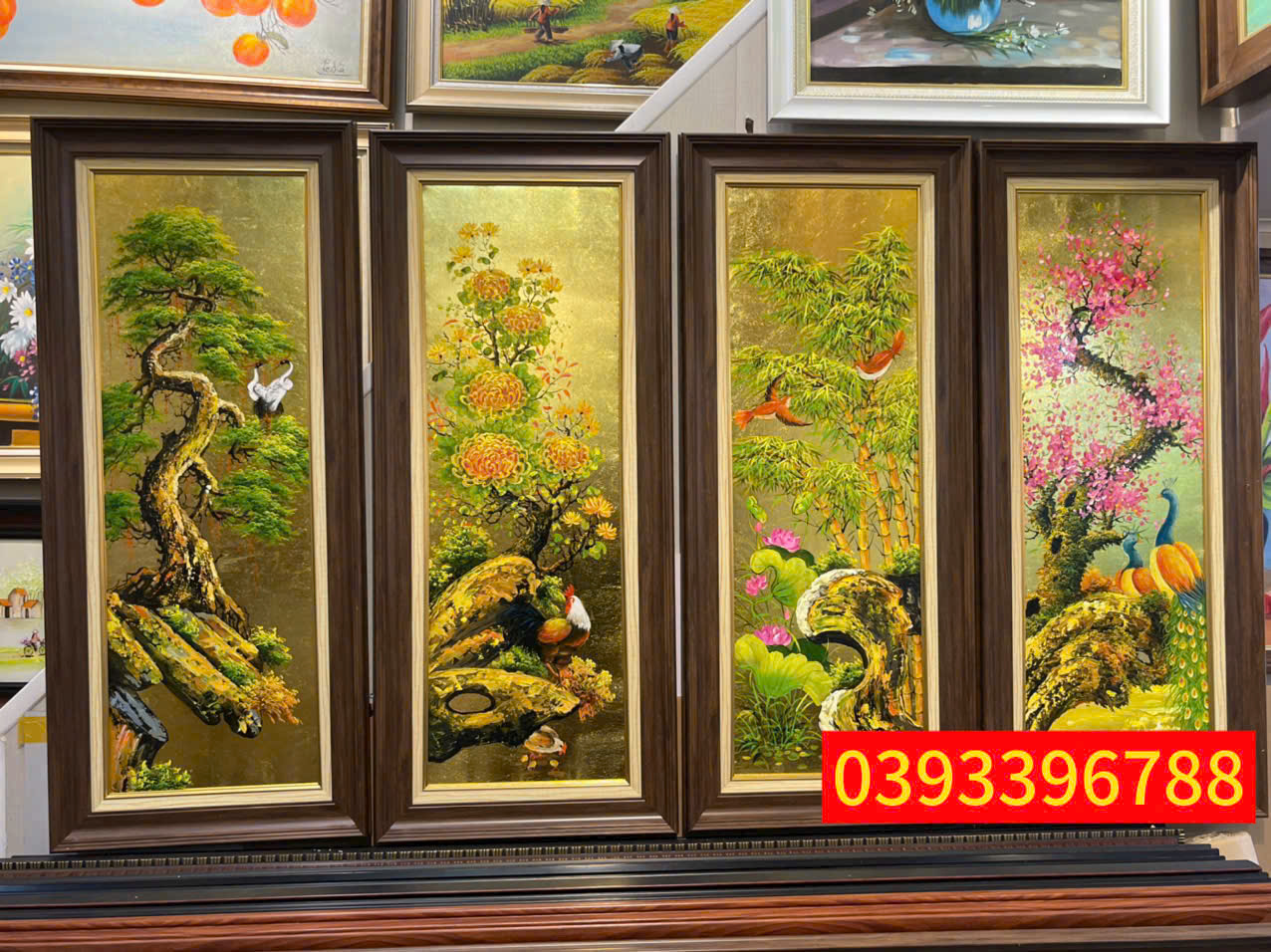 Tranh tùng trúc cúc mai